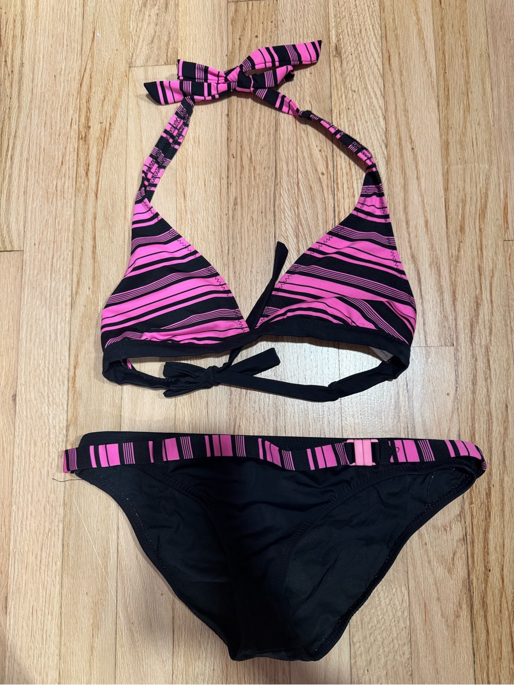 TILT Black Bikini Bottom with Pink Accent Stripe